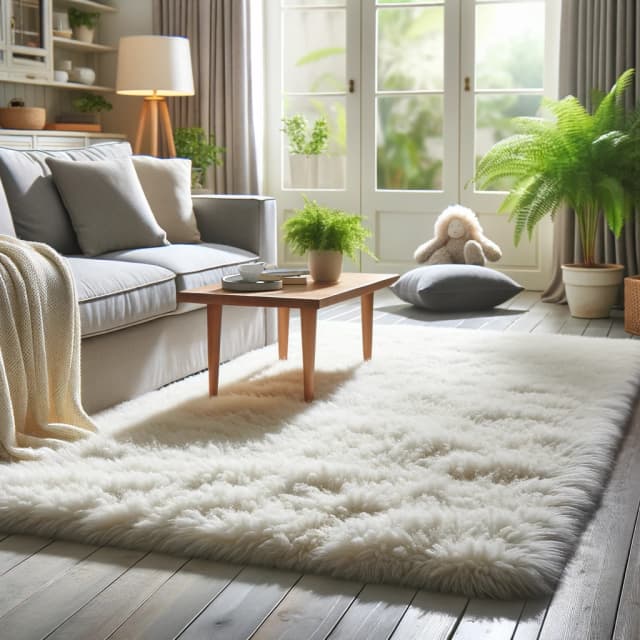 A bright and inviting living room with a freshly cleaned, vibrant carpet, emphasizing cleanliness and a welcoming atmosphere.